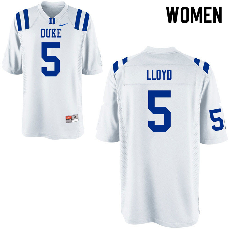 Women #5 Johnathan Lloyd Duke Blue Devils College Football Jerseys Sale-White
